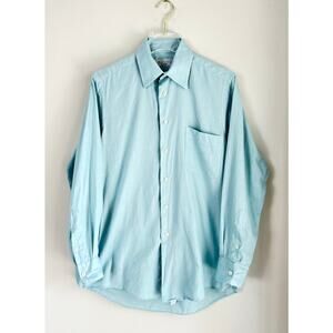 Aquascutum of London Dress Shirt Men 14.5 - 33 Vintage 80s Cotton Coastal Blue